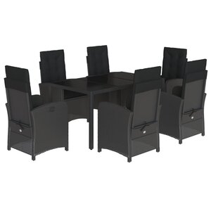 vidaXL Ensemble à manger de jardin coussins 7Pièces Noir Résine tressée