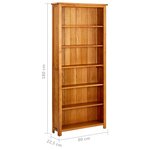 vidaXL Bibliothèque à 6 étagères 80x22 5x180 cm Bois de chêne massif