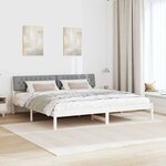 vidaXL Cadre de lit avec tête de lit Blanc et gris clair 200 x 200 cm
