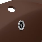 vidaXL Lavabo ovale à trop-plein Marron foncé mat 58 5x39 cm Céramique