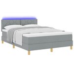 vidaXL Lit à ressort LED avec matelas Gris clair 140 x 190 cm tissu