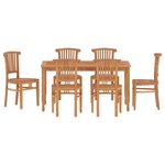 vidaXL Ensemble à manger de jardin 7 Pièces Bois de teck solide