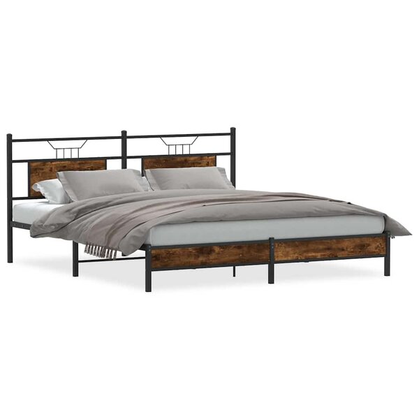 vidaXL Cadre de lit sans matelas chêne fumé 183x203 cm bois ingénierie