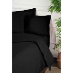 Parure de lit - housse de couette 220 x 240 + 2 taies d'oreiller 60 x 60 coton renforcé - Noir