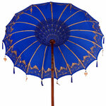 vidaXL Parasol balinais 260 Bleu 180-190 cm Coton et bois massif