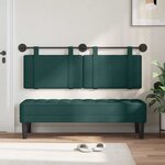 vidaXL Tête de lit suspendue Avec lumière LED Vert foncé Tissu