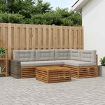 vidaXL Ensemble de canapés d'extérieur 5 Pièces Naturel et gris clair