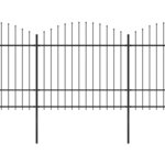 vidaXL Clôture de jardin à dessus en lance Acier (1 5-1 75)x3 4 m Noir