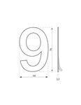 THIRARD - Chiffre 9 adhésif  inox  H.76mm