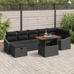 vidaXL Ensemble de canapé de jardin 8 Pièces Noir polyrotin