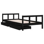 vidaXL Cadre de lit enfant avec tiroirs noir 90x200 cm bois pin massif