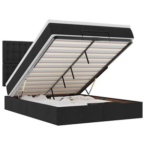 VidaXL Cadre de lit ottoman avec matelas noir 140x190 cm tissu