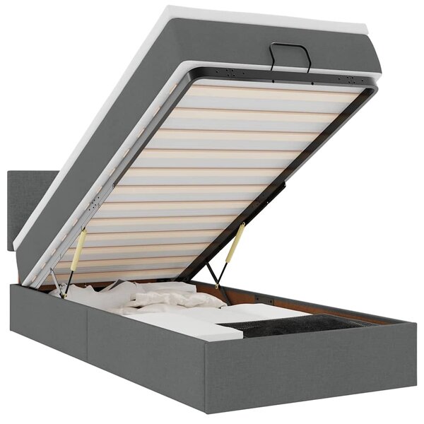 vidaXL Lit ottoman avec matelas et LED Gris foncé 80x200cm tissu