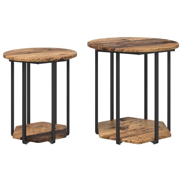 vidaXL Ensemble de tables d'appoint 2 Pièces Bois ancien et noir