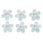 Sticker déco:Fleurs papier av.demi - perle  bleu clair  av.dot adhésif  20 pces