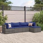 vidaXL Salon de jardin 5 Pièces avec coussins Gris Résine tressée