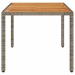 vidaXL Table de jardin et dessus en bois d'acacia gris résine tressée