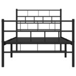 vidaXL Cadre de lit métal avec tête de lit/pied de lit noir 80x200 cm