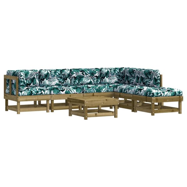 vidaXL Salon de jardin 7 Pièces avec coussins bois de pin imprégné