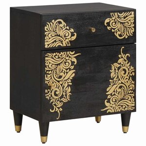 vidaXL Cabinet de chevet avec porte avec tiroir Noir 50 x 33 x 60 cm