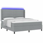 vidaXL Lit à ressort LED avec matelas Gris clair 180 x 200 cm tissu
