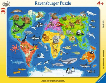 Ravensburger puzzle cadre 30-48 pièces - les animaux dans le monde