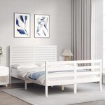 vidaXL Cadre de lit sans matelas blanc 140x190 cm bois massif