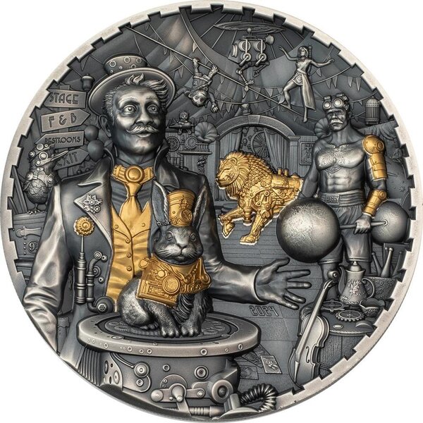 Monnaie CARNIVAL Steampunk 3 Oz Argent 20$ Cook Islands 2024