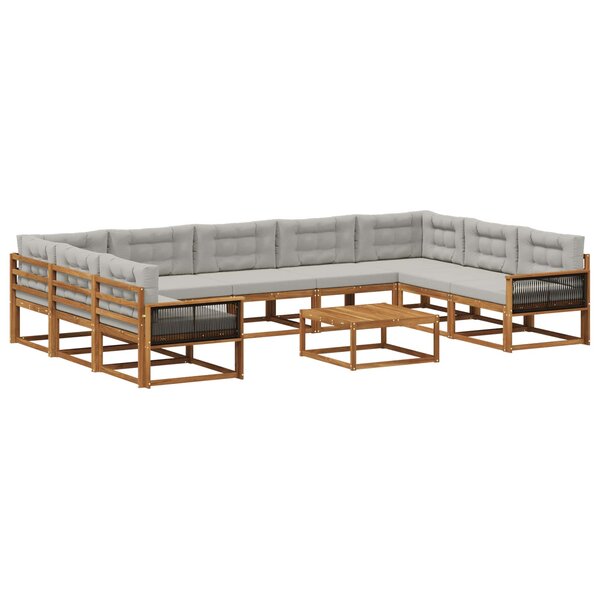 vidaXL Ensemble de canapés d'extérieur 10 Pièces Naturel et gris clair
