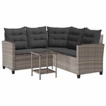 vidaXL Canapé de jardin avec table et coussins en forme de L gris