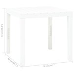 Vidaxl table de jardin blanc 78x78x72 cm plastique