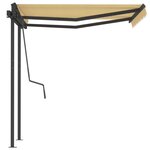 Vidaxl auvent rétractable manuel et poteaux 3 5x2 5 m jaune et blanc