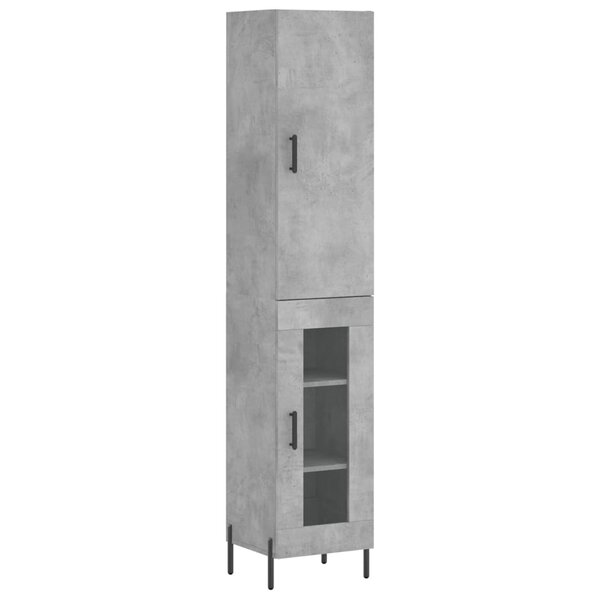vidaXL Buffet haut Gris béton 34 5x34x180 cm Bois d'ingénierie
