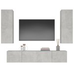vidaXL Ensemble de meubles TV 4 Pièces Gris béton Bois d'ingénierie