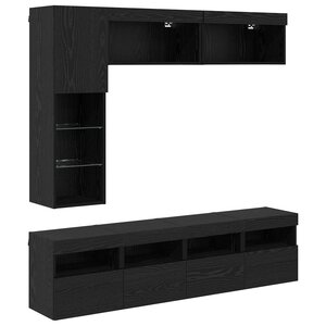vidaXL Meuble TV avec LED 7 Pièces Chêne noir Bois d'ingénierie