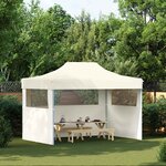 vidaXL Tente de réception pliable avec 3 parois 3x4 m Acier Crème