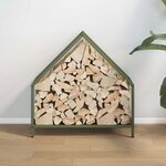 vidaXL Portant de bois chauffage vert olive 60x25x60 cm