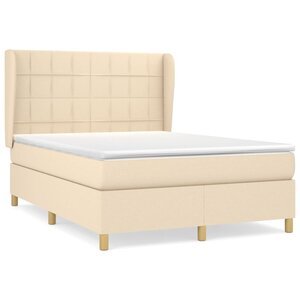 vidaXL Sommier à lattes de lit avec matelas Crème 140x200 cm Tissu