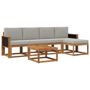 vidaXL Ensemble de canapés d'extérieur 6 Pièces Naturel et gris clair