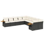 vidaXL Salon de jardin 10 Pièces avec coussins noir résine tressée