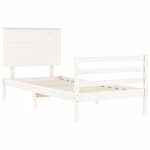 vidaXL Cadre de lit avec tête de lit blanc simple bois massif