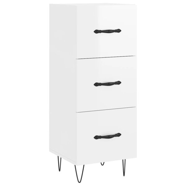 vidaXL Buffet Blanc brillant 34 5x34x90 cm Bois d'ingénierie