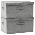vidaXL Boîtes de rangement 2 Pièces Tissu 50x30x25 cm Gris