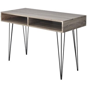 Bureau table meuble travail informatique avec 2 compartiments gris 0502061/2