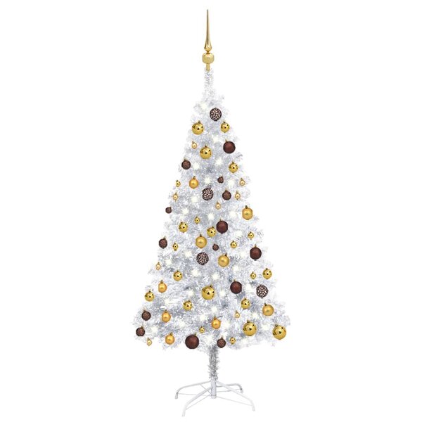vidaXL Arbre de Noël artificiel pré-éclairé/boules argenté 120 cm PET