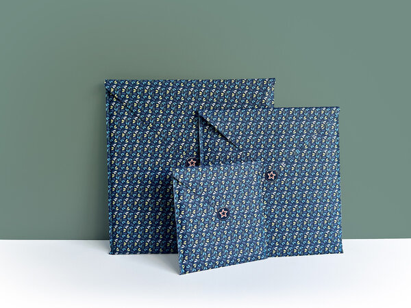 Trio pochettes cadeaux réutilisables Bleu Quimper