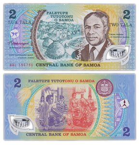 Billet de collection 2 tala 1990 samoa - neuf - p31e