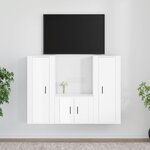 vidaXL Ensemble de meubles TV 3 Pièces Blanc brillant Bois d'ingénierie