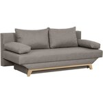 TEIJO Banquette convertible 3 places avec coffre de rangement - Tissu Taupe - 187 x 91 x 82 cm