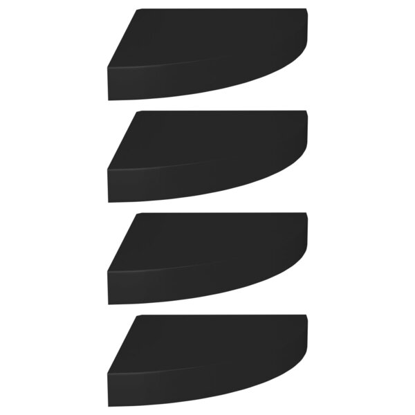 vidaXL Étagères d'angle flottantes 4 Pièces noir 25x25x3 8 cm MDF